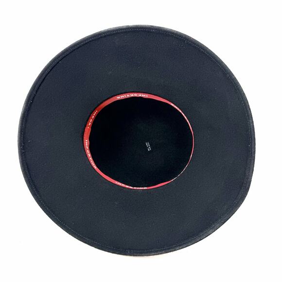 Vintage Importina Black Wide Brim Cloche Hat Flower Detail - 100% Wool